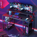 Bestier 55'' Computer Desks with Reversible Bookshelf, Standing Writing Desk for Home Office/Studying/Gaming