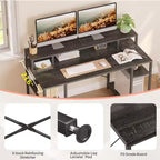 Scrivanie per computer da 55'' con libreria reversibile, scrivania da lavoro in piedi per ufficio domestico/studio/gaming