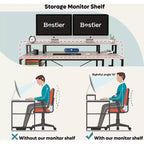 Scrivanie per computer da 55'' con libreria reversibile, scrivania da lavoro in piedi per ufficio domestico/studio/gaming