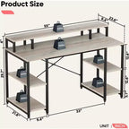Scrivanie per computer da 55'' con libreria reversibile, scrivania da lavoro in piedi per ufficio domestico/studio/gaming