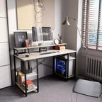 Scrivanie per computer da 55'' con libreria reversibile, scrivania da lavoro in piedi per ufficio domestico/studio/gaming