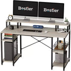 Scrivanie per computer da 55'' con libreria reversibile, scrivania da lavoro in piedi per ufficio domestico/studio/gaming