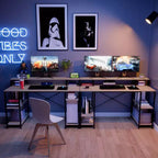 Scrivanie per computer da 55'' con libreria reversibile, scrivania da lavoro in piedi per ufficio domestico/studio/gaming