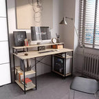 Scrivanie per computer da 55'' con libreria reversibile, scrivania da lavoro in piedi per ufficio domestico/studio/gaming