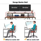 Scrivanie per computer da 55'' con libreria reversibile, scrivania da lavoro in piedi per ufficio domestico/studio/gaming
