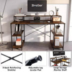 Scrivanie per computer da 55'' con libreria reversibile, scrivania da lavoro in piedi per ufficio domestico/studio/gaming