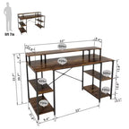 Scrivanie per computer da 55'' con libreria reversibile, scrivania da lavoro in piedi per ufficio domestico/studio/gaming