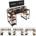 Scrivanie per computer da 55'' con libreria reversibile, scrivania da lavoro in piedi per ufficio domestico/studio/gaming