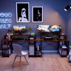 Scrivanie per computer da 55'' con libreria reversibile, scrivania da lavoro in piedi per ufficio domestico/studio/gaming