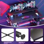 Scrivanie per computer da 55'' con libreria reversibile, scrivania da lavoro in piedi per ufficio domestico/studio/gaming
