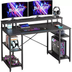Scrivanie per computer da 55'' con libreria reversibile, scrivania da lavoro in piedi per ufficio domestico/studio/gaming