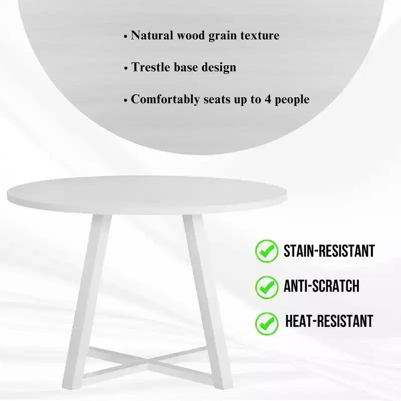 Set da pranzo rotondo Evatt da 5 pezzi, tavolo rotondo in legno con 4 sedie