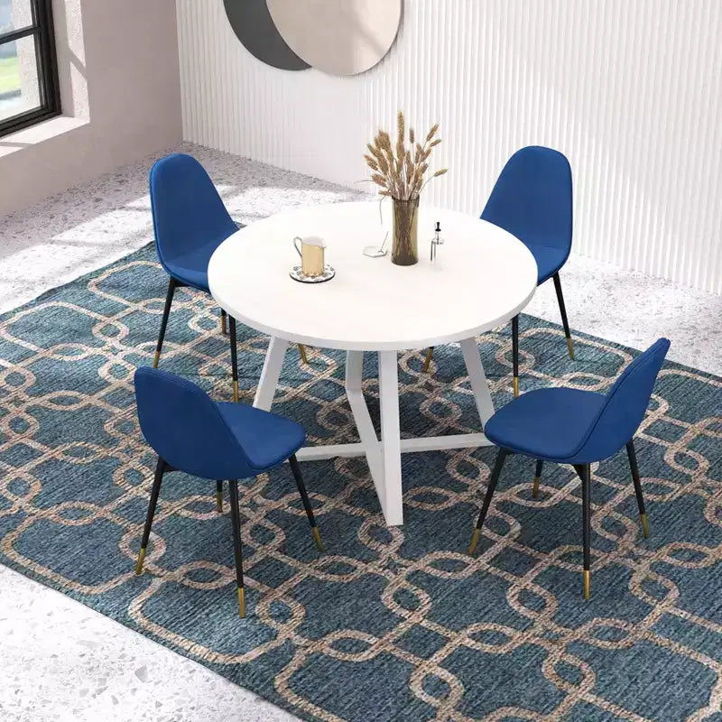 Set da pranzo rotondo Evatt da 5 pezzi, tavolo rotondo in legno con 4 sedie