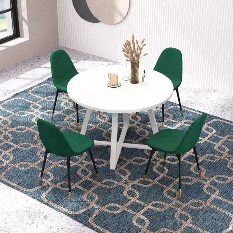 Set da pranzo rotondo Evatt da 5 pezzi, tavolo rotondo in legno con 4 sedie