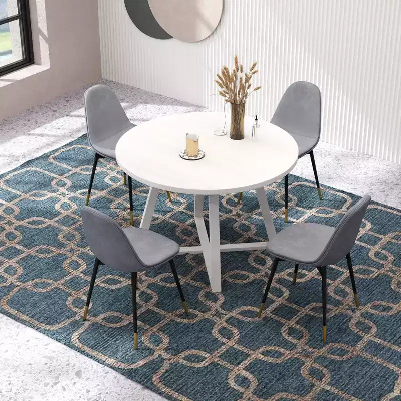 Set da pranzo rotondo Evatt da 5 pezzi, tavolo rotondo in legno con 4 sedie