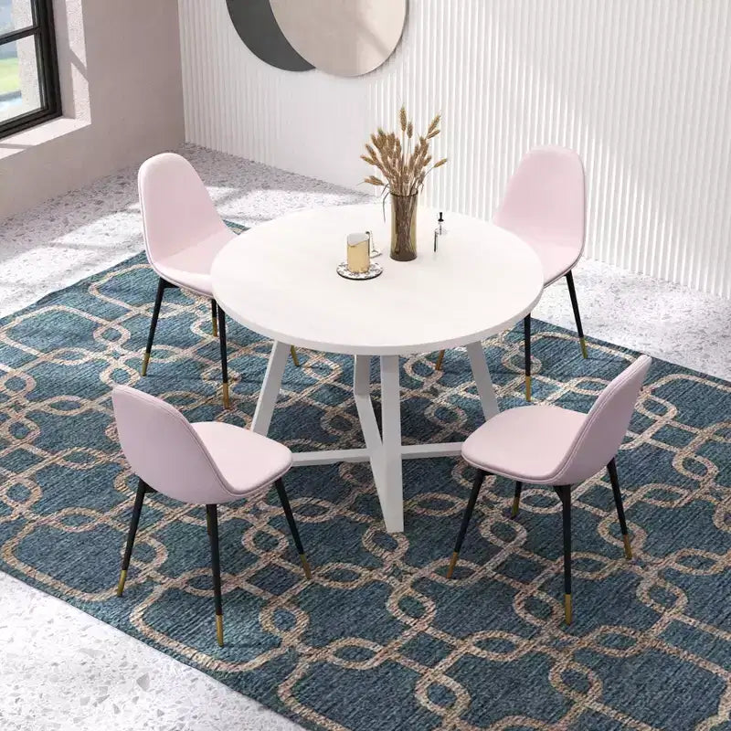 Set da pranzo rotondo Evatt da 5 pezzi, tavolo rotondo in legno con 4 sedie