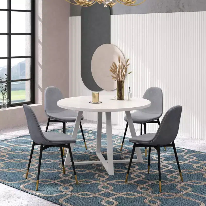 Set da pranzo rotondo Evatt da 5 pezzi, tavolo rotondo in legno con 4 sedie