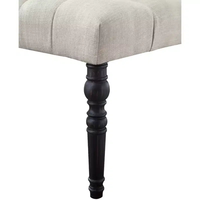 Panca da pranzo Leviton in tessuto con gambe tornite, beige