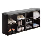 FDW 3-Tier Shoe Bench Space-Saving Shoe Storage Bench with Removable Cushion and Adjustable Shelves