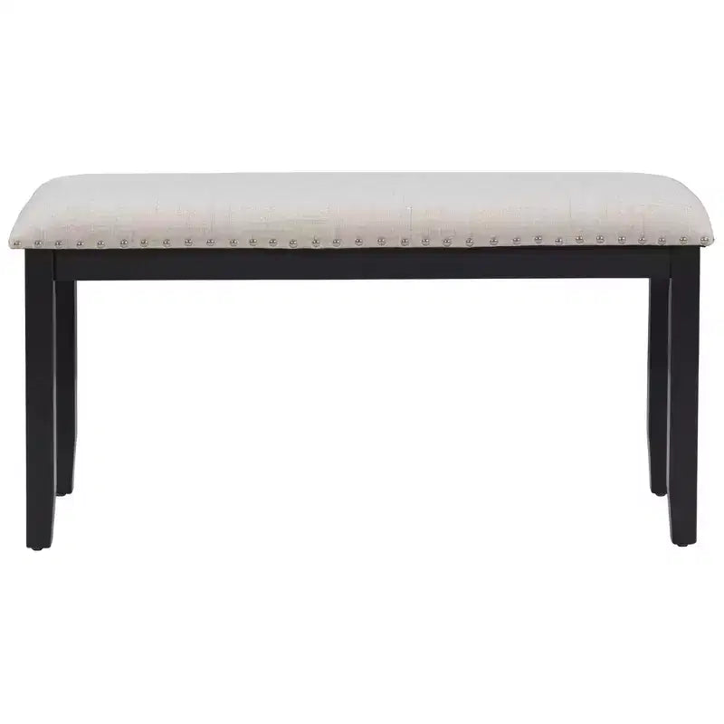 Set da Pranzo Moderno a 6 Pezzi con 4 Sedie, 1 Panchina e Tavolo con Piano in Impiallacciatura Effetto Marmo - Bianco