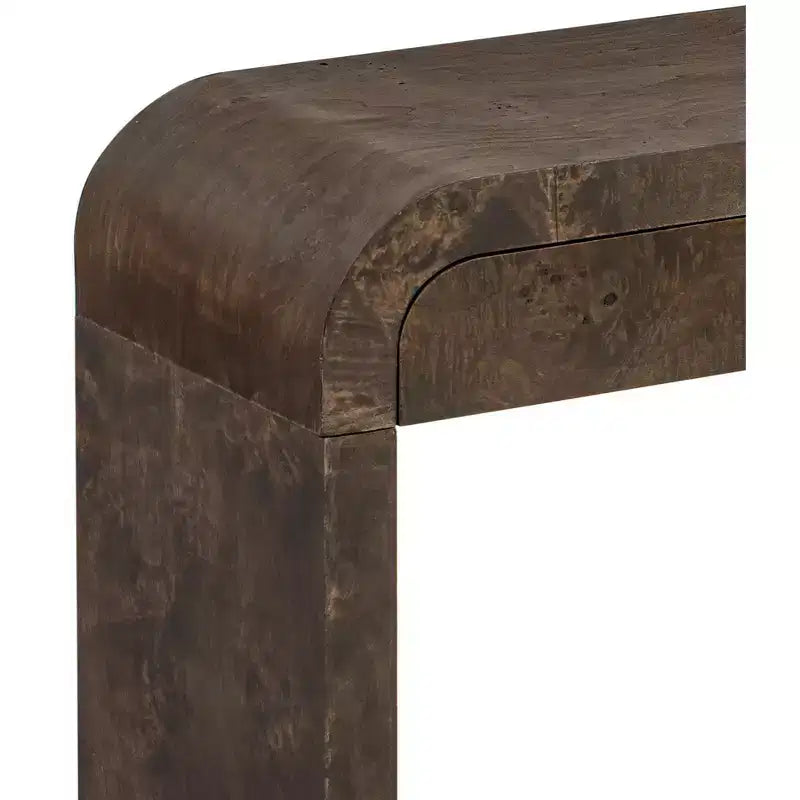 Consolle ad arco con cassetti, Tavolo da ingresso minimalista in legno con cassetti per ingresso