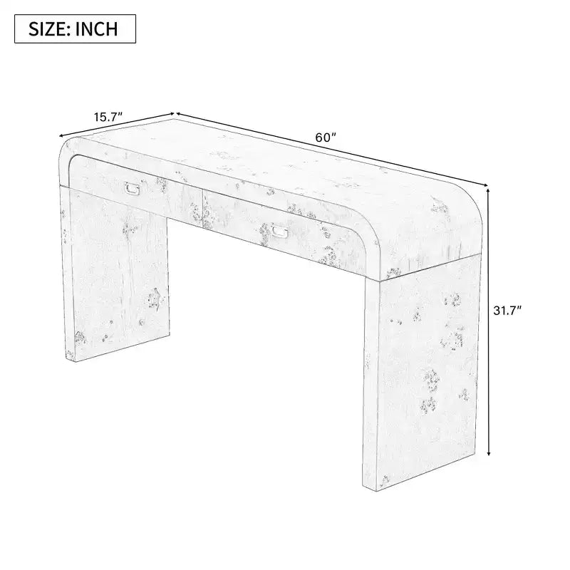 Consolle ad arco con cassetti, Tavolo da ingresso minimalista in legno con cassetti per ingresso