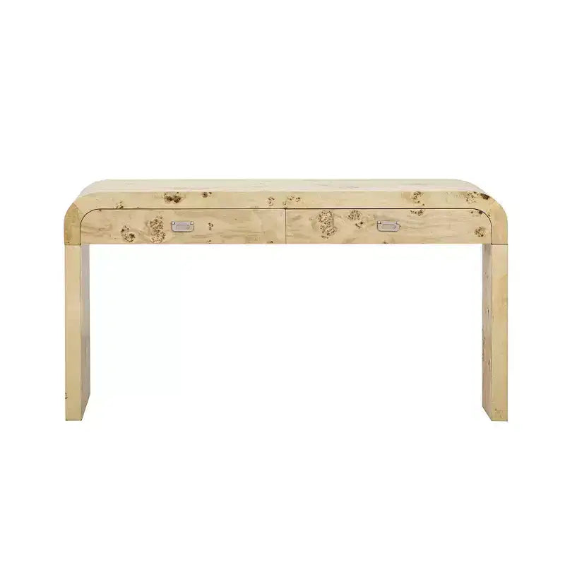 Consolle ad arco con cassetti, Tavolo da ingresso minimalista in legno con cassetti per ingresso