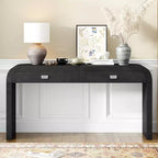 Consolle ad arco con cassetti, Tavolo da ingresso minimalista in legno con cassetti per ingresso