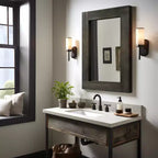 Specchio da bagno rustico con cornice in legno massello da parete per camera da letto, soggiorno, ingresso, decorazione da parete