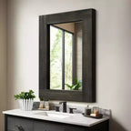 Specchio da bagno rustico con cornice in legno massello da parete per camera da letto, soggiorno, ingresso, decorazione da parete