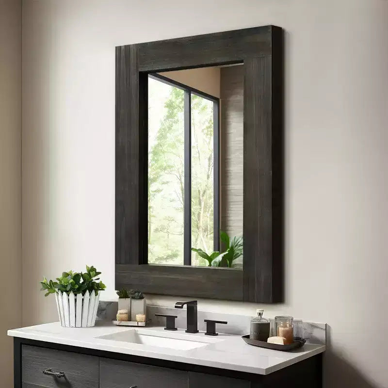Specchio da bagno rustico con cornice in legno massello da parete per camera da letto, soggiorno, ingresso, decorazione da parete