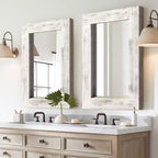 Specchio da bagno rustico con cornice in legno massello da parete per camera da letto, soggiorno, ingresso, decorazione da parete