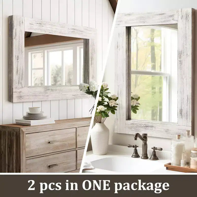 Specchio da bagno rustico con cornice in legno massello da parete per camera da letto, soggiorno, ingresso, decorazione da parete