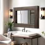 Specchio da bagno rustico con cornice in legno massello da parete per camera da letto, soggiorno, ingresso, decorazione da parete