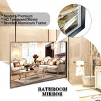 Specchio da bagno con cornice nera 40 x 30 pollici, specchio da parete rettangolare con vetro flottante e cornice in alluminio spazzolato, montaggio verticale o orizzontale