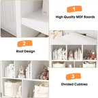 Libreria per bambini con tetto, organizzatore portaoggetti a 5 cubi con ripiano superiore, libreria moderna per sala giochi, camera da letto, aula, 89 x 89 x 30 cm