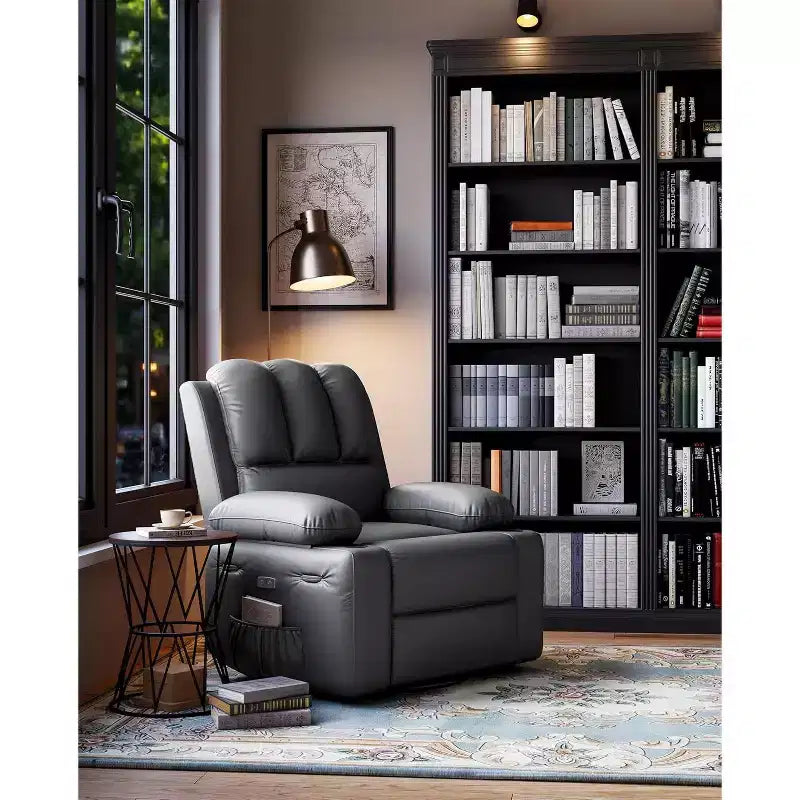 Poltrona reclinabile da 22'', manuale in pelle PU con portabicchieri e tasche laterali, design ergonomico per asilo nido, soggiorno, camera da letto