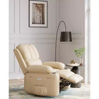 22'' Recliner Chai, Manual PU Leather Recliner with Cup Holders & Side Pockets, Ergonomic Design for Nursery, Living Room, Bedroom