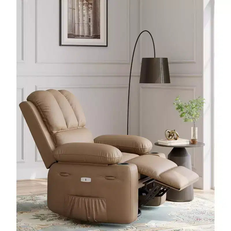 Poltrona reclinabile da 22'', manuale in pelle PU con portabicchieri e tasche laterali, design ergonomico per asilo nido, soggiorno, camera da letto