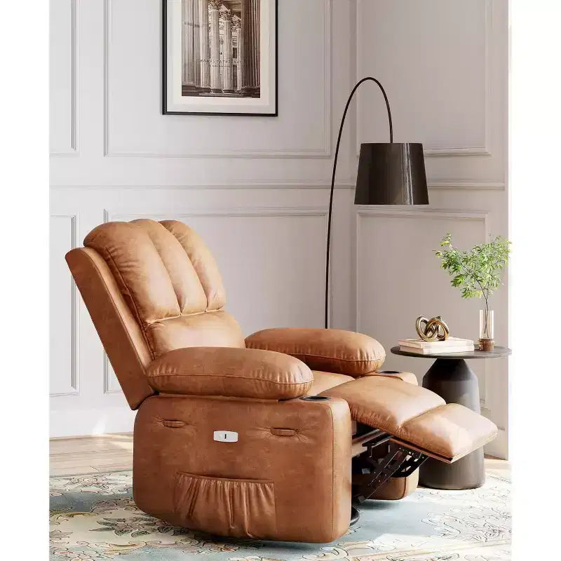 Poltrona reclinabile da 22'', manuale in pelle PU con portabicchieri e tasche laterali, design ergonomico per asilo nido, soggiorno, camera da letto