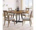 COZONY 47 Industrial Round Dining Table for 4, Rustic Brown Wooden Top with Metal Base, Modern Kitchen & Dining Room Table, No Chairs