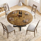 Tavolo da pranzo rotondo industriale da 47 pollici per 4 persone, piano in legno rustico marrone con base in metallo, tavolo moderno per cucina e sala da pranzo, sedie non incluse