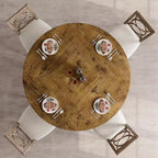 Tavolo da pranzo rotondo industriale da 47 pollici per 4 persone, piano in legno rustico marrone con base in metallo, tavolo moderno per cucina e sala da pranzo, sedie non incluse