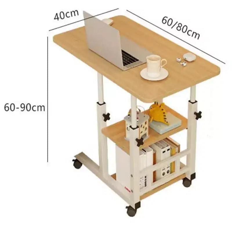Tavolino Regolabile in Altezza per Laptop con Ruote, Tavolino da Divano con Cassetto Portaoggetti per Soggiorno Camera da Letto