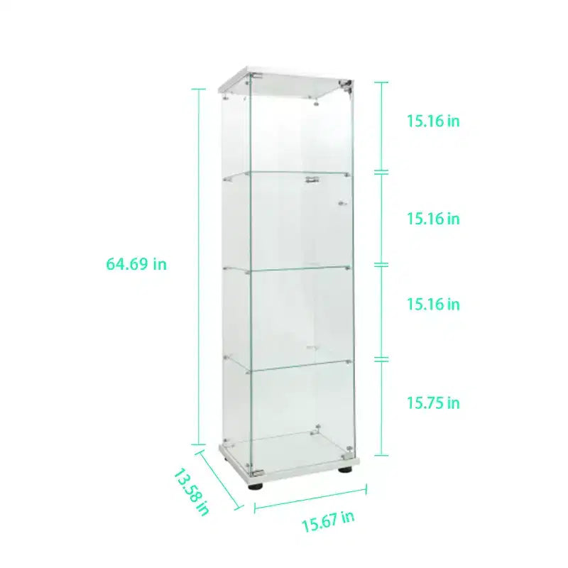 Vetrinetta in vetro temperato, Armadietto portavino, Classificatore, Luce Paipai a batteria, Piedini regolabili, Soggiorno Camera da letto Ufficio, Bianco