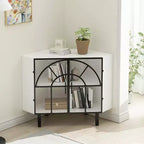 TROPOW White Corner Cabinet,Glass Display Curio Cabinet,Corner Bookshelf Home Bar Furniture for Living Room Bedroom Office Hallway Study,White
