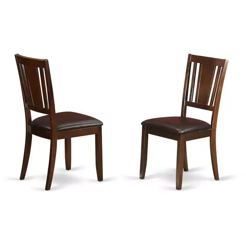 HomeStock Belmont Dining Chair, Wood Seat, Mahogany Finish, 19 L x 18 W x 35.5 H, Set of Two