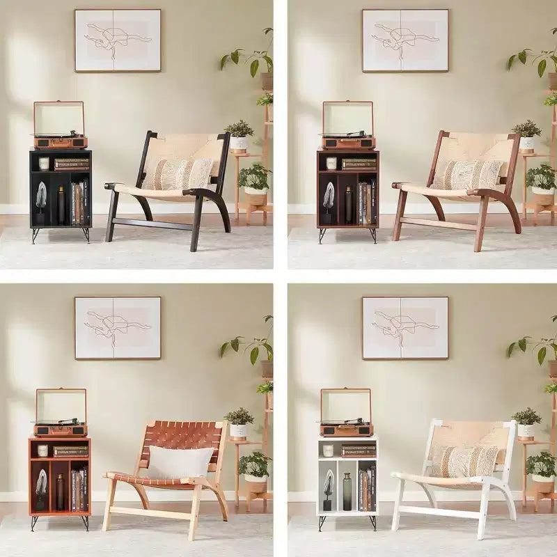 Sedia moderna d'accento in stile bohémien - Legno di faggio scandinavo, seduta e schienale in iuta intrecciata (Ambra chiaro-Beige)
