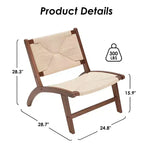 Sedia moderna d'accento in stile bohémien - Legno di faggio scandinavo, seduta e schienale in iuta intrecciata (Ambra chiaro-Beige)