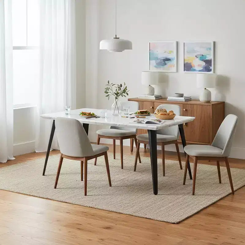 Tavolo da pranzo moderno industriale, tavolo rettangolare da 62,9 pollici per 4, per cucina o sala da pranzo